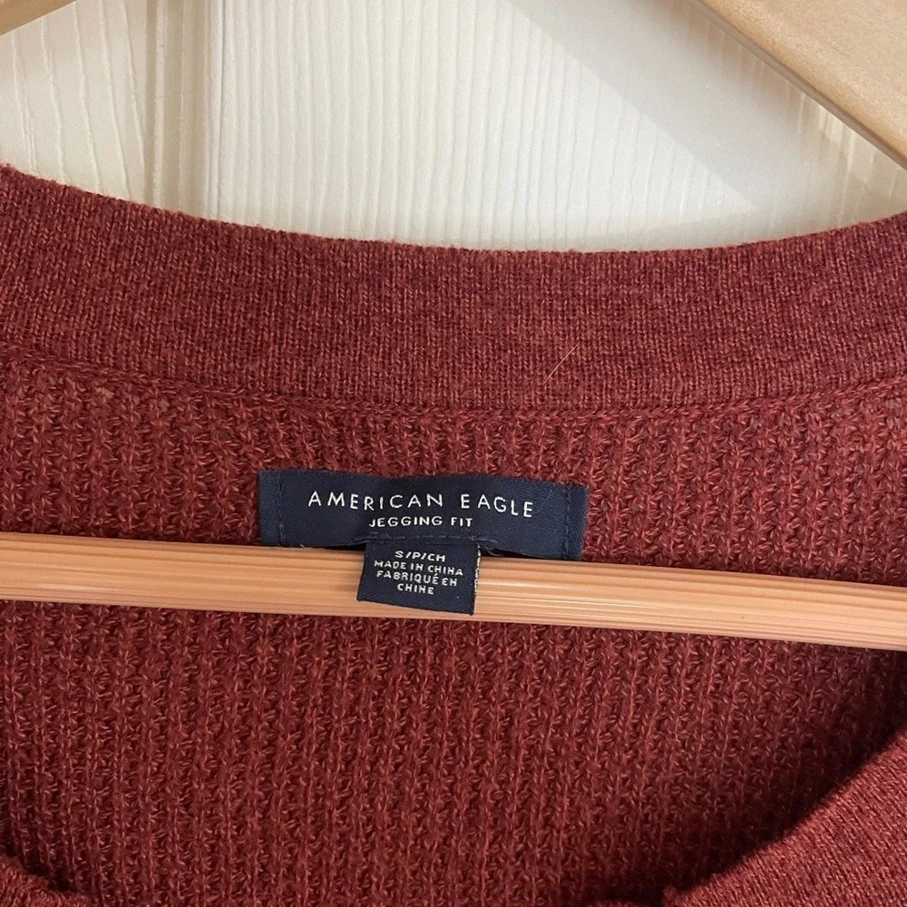 American Eagle Women's Lace-Up Sweater - Rust‎ size small